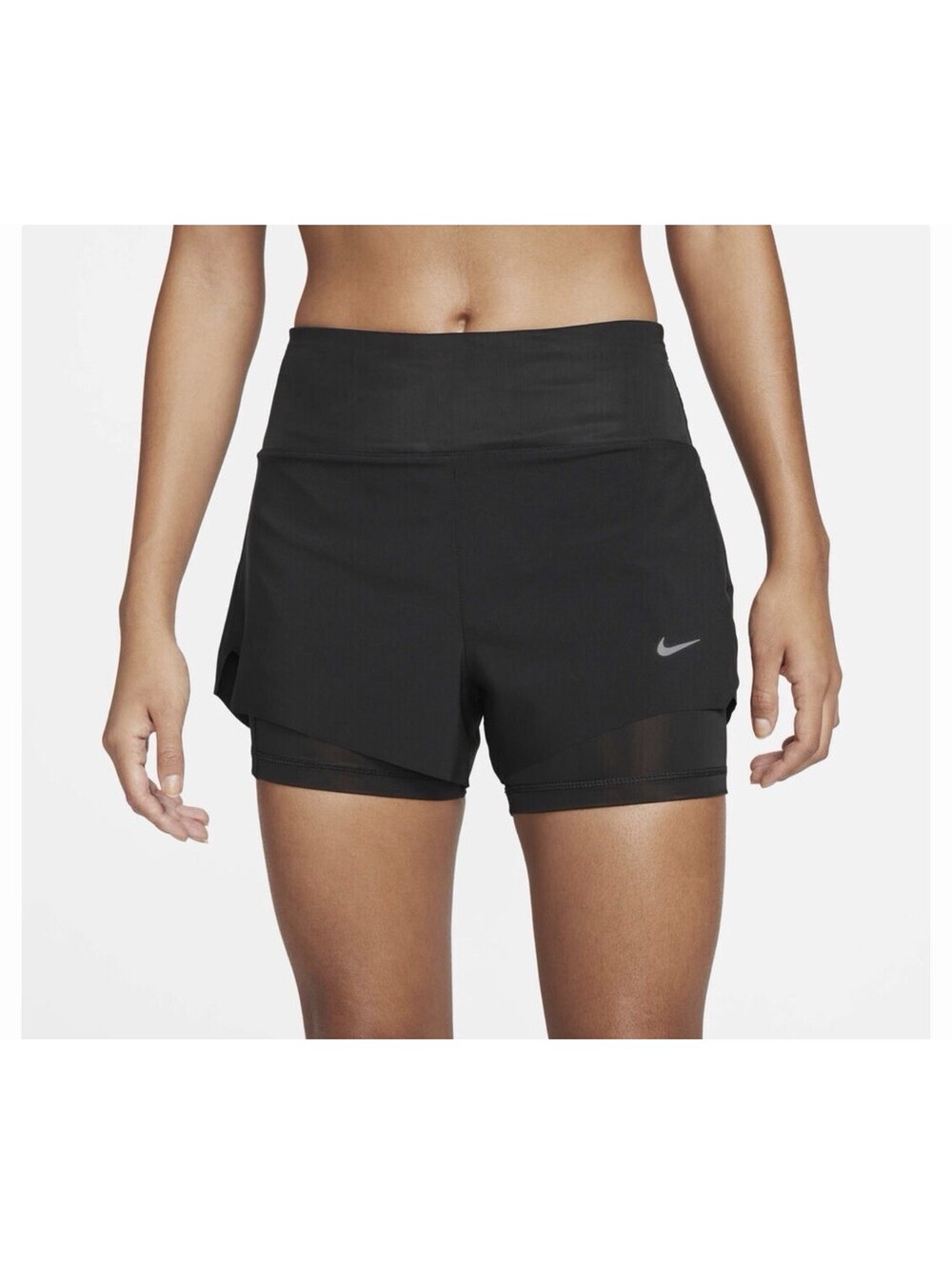 Nike Dri-FIT Swift Women's Mid-Rise 3" 2-in-1 Running Shorts Size Medium Black